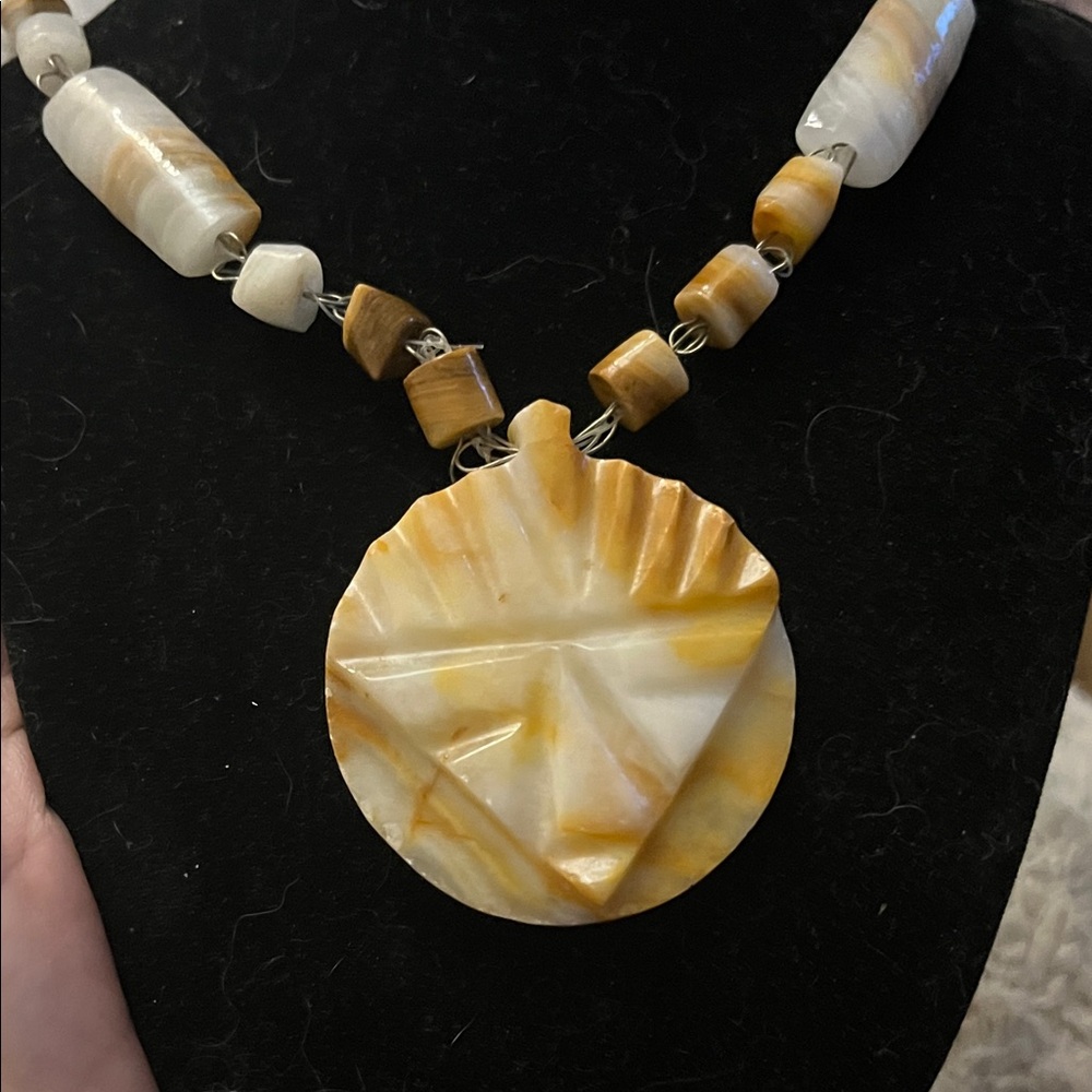 Artisan Sunburst Jasper Pendant Necklace Handmade